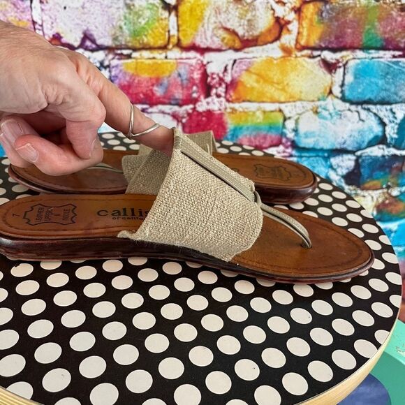 Callisto of California Leather Stretch Sandals Flip Flops Size 7 - Picture 9 of 10